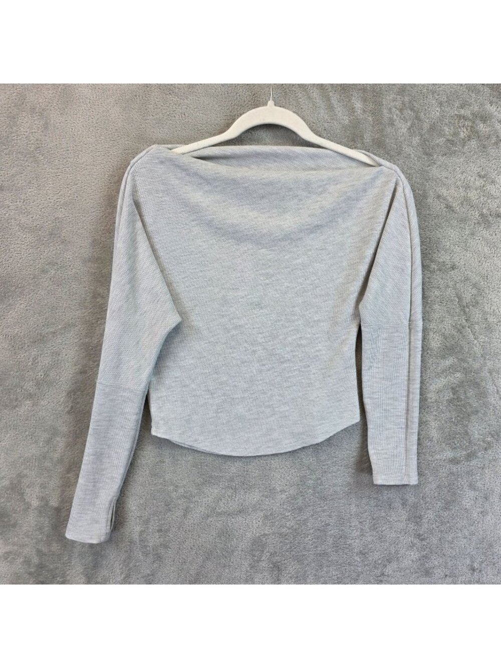 We The Free T-Shirt Womens XS Gray Boat Neck Long Sleeve Thermal Thumb Holes